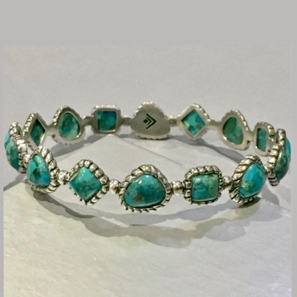 SILPADA Turquoise Pools Sterling Silver 925 Turquoise Bangle Bracelet B3218 NIB - Picture 9 of 10